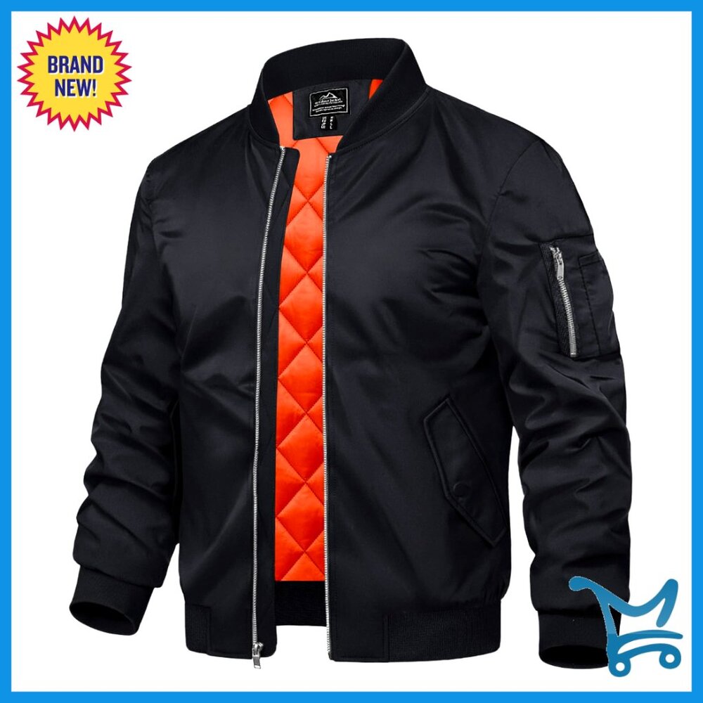 Men's Bomber Jacket Windproof Quilted Thermal Winter Coat Padded